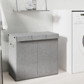 Foldable Laundry Hamper Grey 25.4x13.6x23.2" Faux Linen Fabric