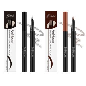 Eelhope Four-Prong Eyebrow Pencil Micro-Prong Applicator Waterproof And Sweat Resistant Long-Lasting Eyebrow Pencil Moisturizes And Nourishes Mak